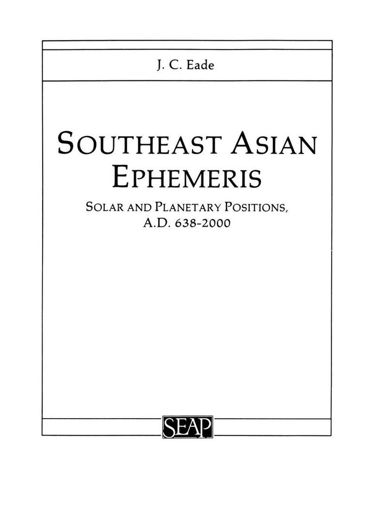 Southeast Asian Ephemeris