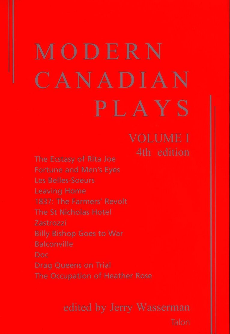 Jerry Wasserman - Modern Canadian Plays: (Volume 1, 4th Edition), Häftad