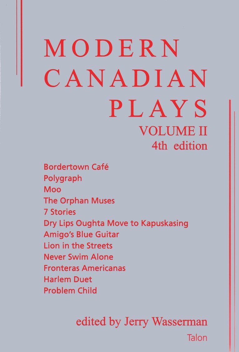 Jerry Wasserman - Modern Canadian Plays: Volume 2, Häftad