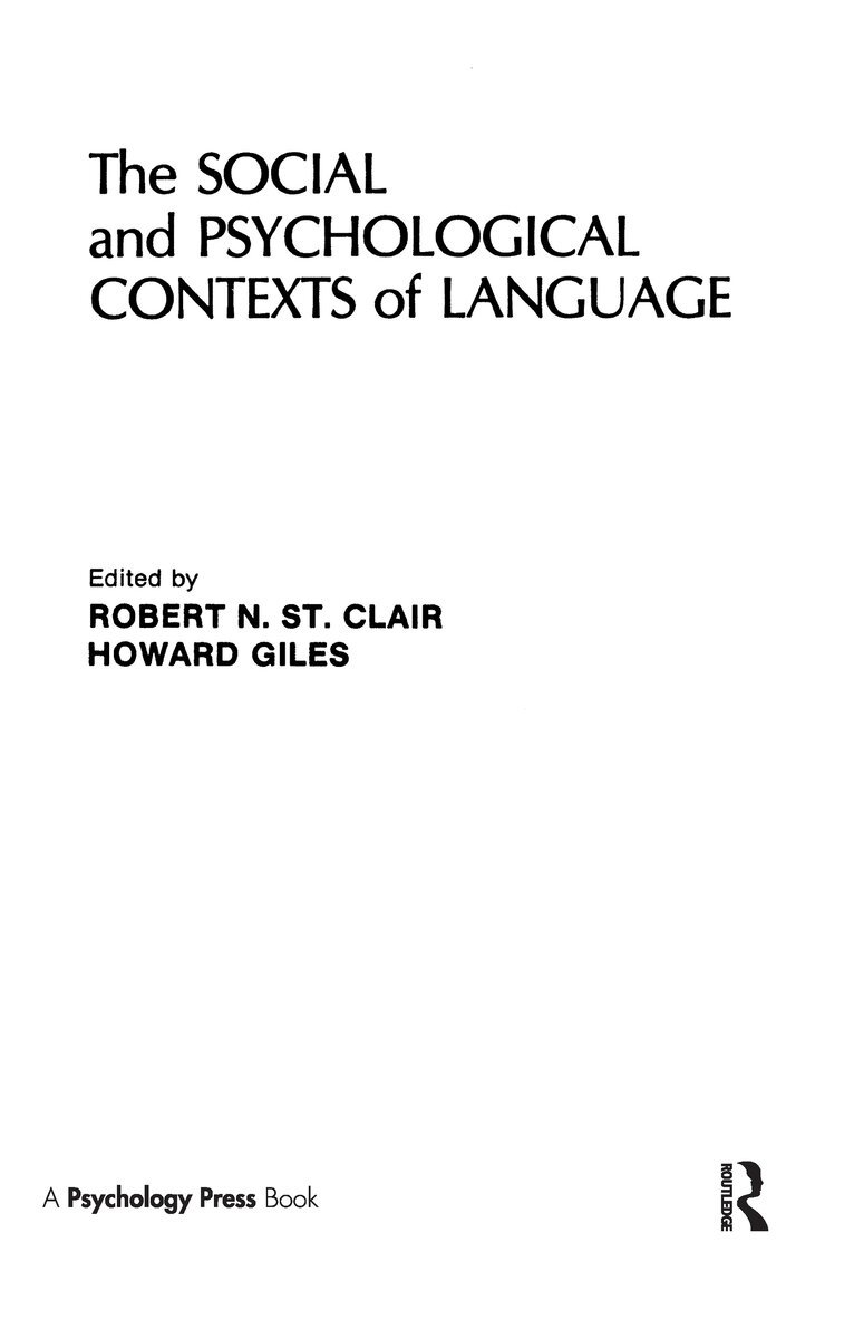 R. N. St. Clalr, H. Giles - Social and Psychological Contexts of Language, Inbunden