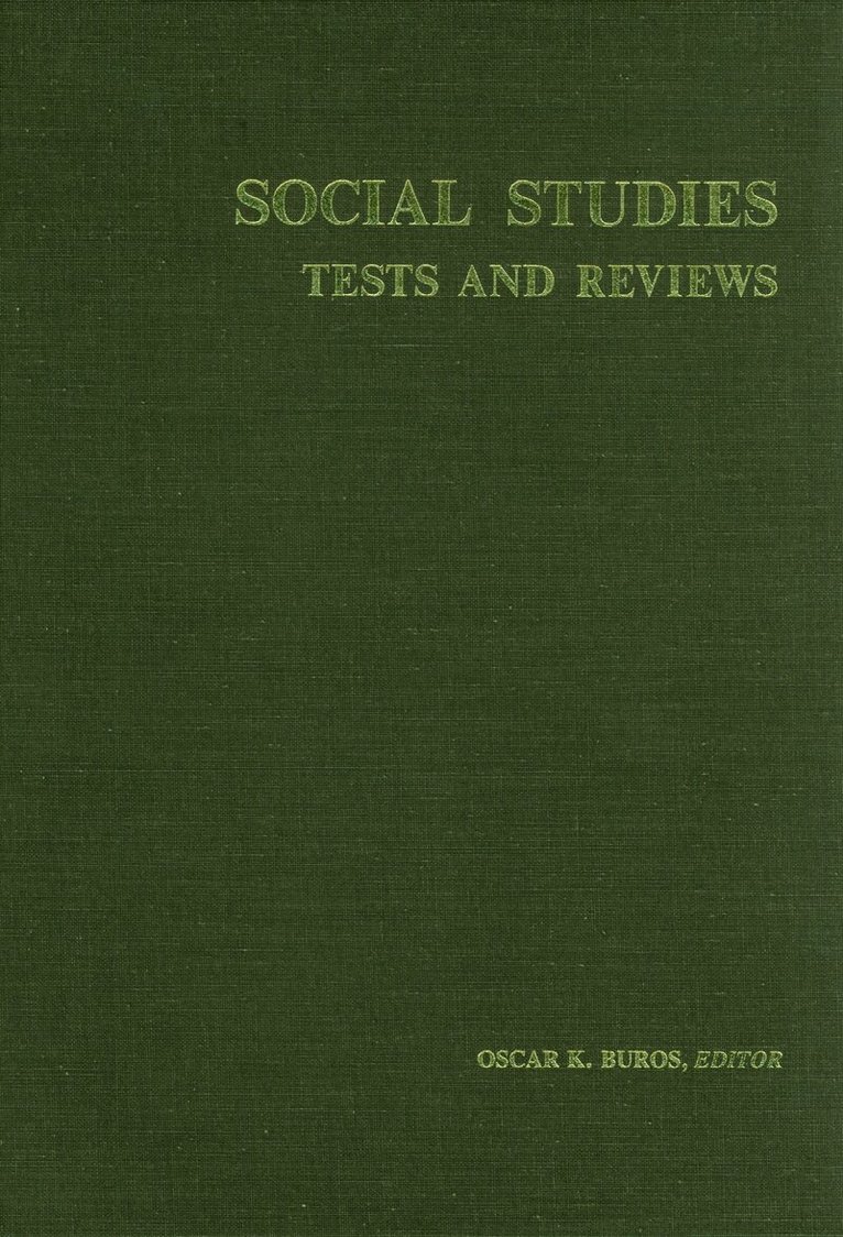 Buros Center - Social Science Tests and Reviews, Inbunden. Tillgänglighet: Tillfälligt slut