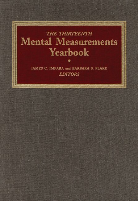 Buros Center, James C. Impara, Barbara S. Plake - Thirteenth Mental Measurements Yearbook, Inbunden. Tillgänglighet: Tillfälligt slut
