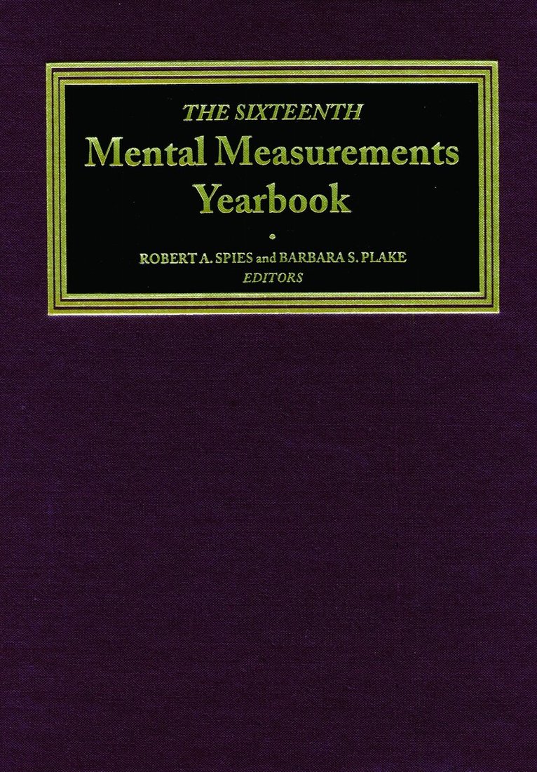 Buros Center, Barbara S. Plake, Robert A. Spies - Sixteenth Mental Measurements Yearbook, Inbunden. Tillgänglighet: Tillfälligt slut