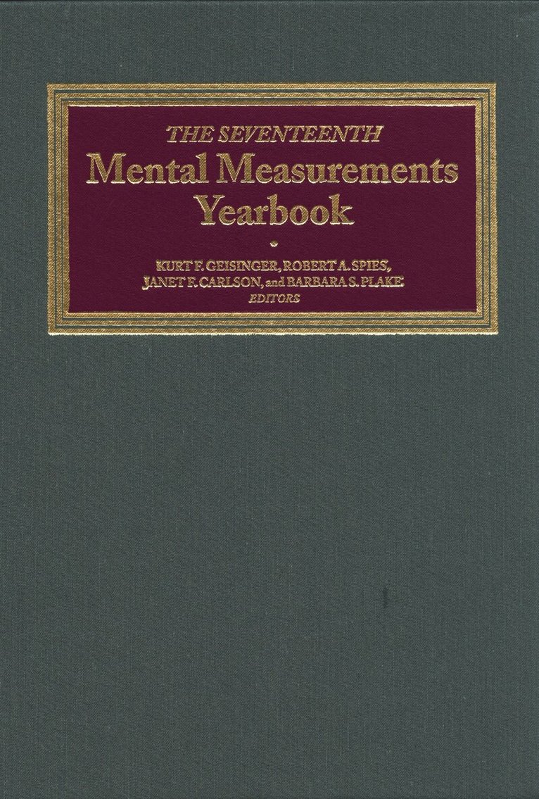 Buros Center, Robert A. Spies, Barbara S. Plake, Kurt F. Geisinger, Janet F. Carlson - Seventeenth Mental Measurements Yearbook, Inbunden. Tillgänglighet: Tillfälligt slut