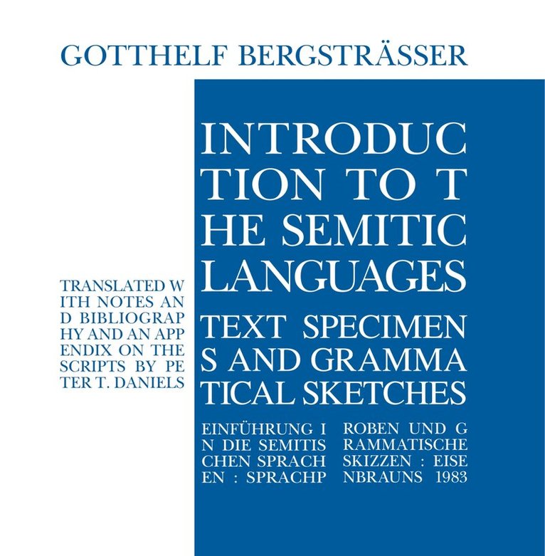 Gotthelf Bergsträsser - Introduction to the Semitic Languages, Häftad
