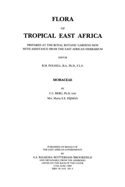 R.M. Polhill - Flora of Tropical East Africa - Moraceae (1989), E-bok