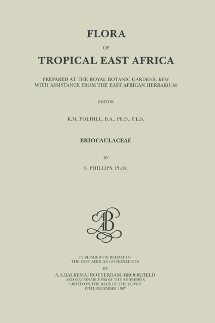 Sylvia Phillips - Flora of Tropical East Africa - Eriocaulaceae (1997), E-bok