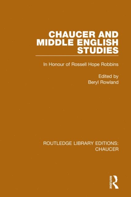 Beryl Rowland - Chaucer and Middle English Studies, E-bok