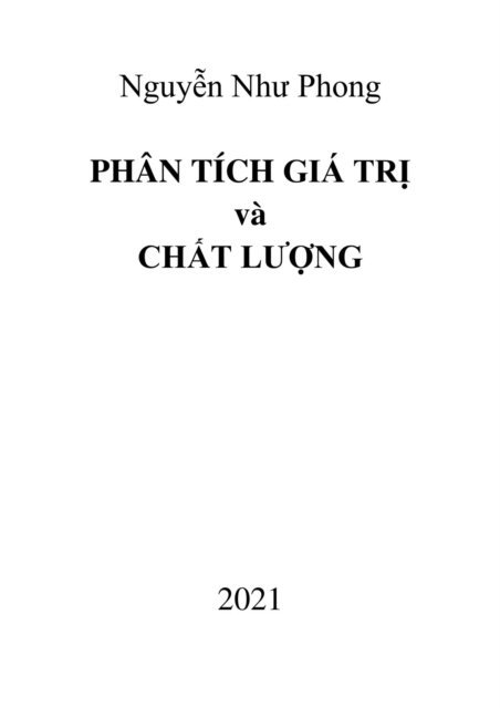 Phong Nguyen Nhu - Phan tich gia tri va chat luong, E-bok