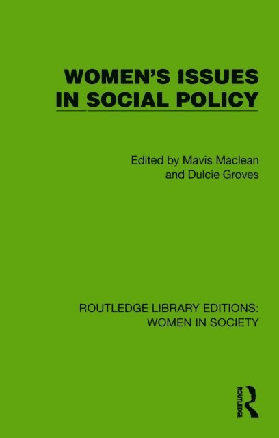 Dulcie Groves, Mavis Maclean - Women's Issues in Social Policy, E-bok