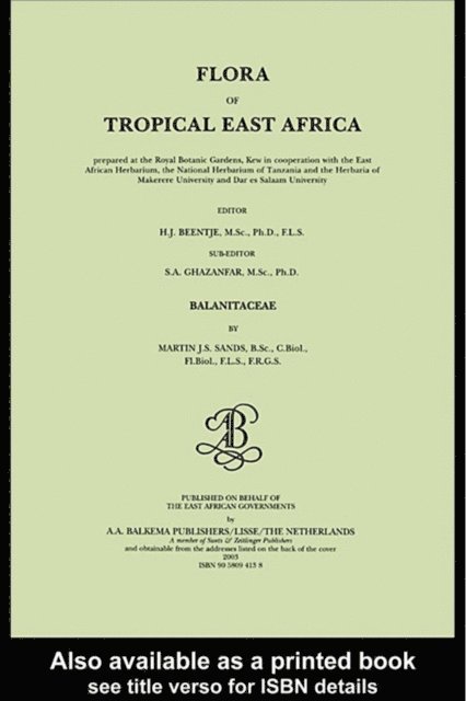 H.J. Beentje - Flora of tropical East Africa - Balanitaceae (2003), E-bok