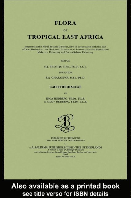 H.J. Beentje - Flora of tropical East Africa - Callitrichaceae (2003), E-bok