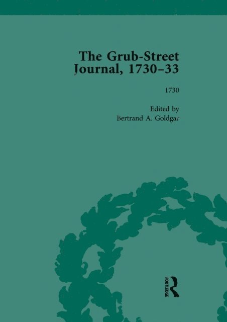 Bertrand A Goldgar - Grub Street Journal, 1730-33 Vol 1, E-bok