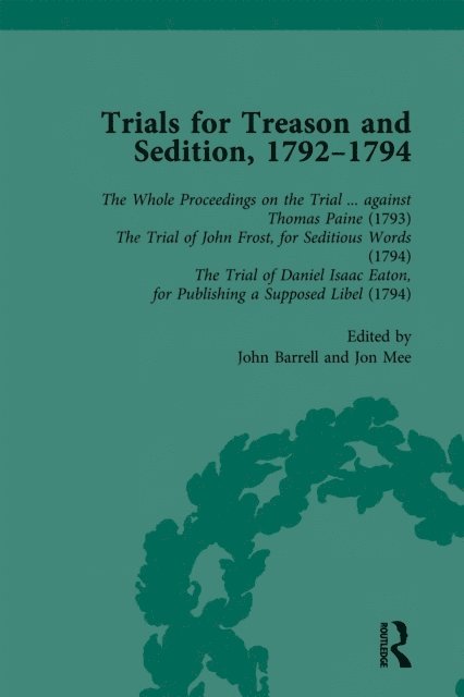 Jon Mee, John Barrell - Trials for Treason and Sedition, 1792-1794, Part I Vol 1, E-bok