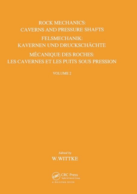 W. Wittke - Rock Mechanics - Volume 2, E-bok