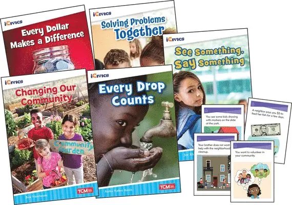 Icivics Grade 2: Community & Social Awareness 5-Book Set + Game Cards