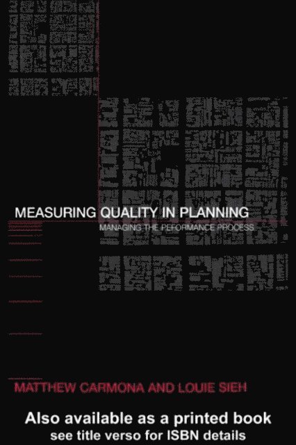 Louie Sieh, Matthew Carmona - Measuring Quality in Planning, E-bok