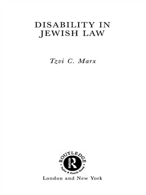 Tzvi C. Marx - Disability in Jewish Law, E-bok