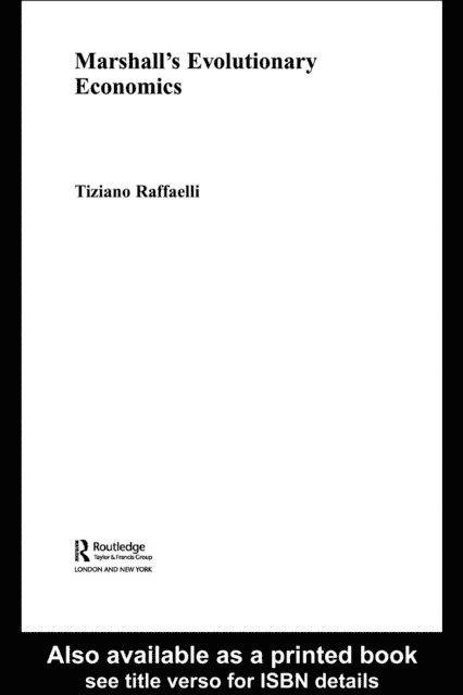 Tiziano Raffaelli - Marshall's Evolutionary Economics, E-bok