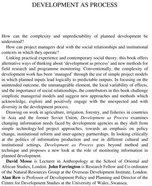 Alan Rew, David Mosse, John Farrington - Development as Process, E-bok