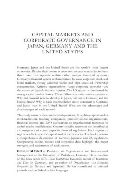 Helmut Dietl - Capital Markets and Corporate Governance in Japan, Germany and the United States, E-bok