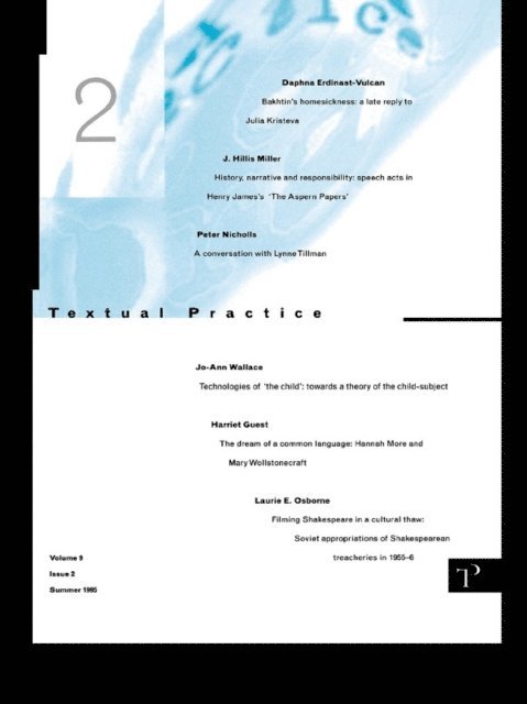 Jean Howard, Alan Sinfield, Lindsay Smith - Textual Practice, E-bok