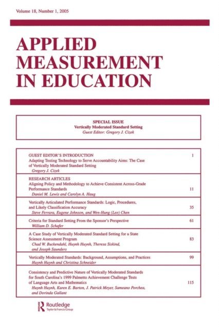 Gregory J. Cizek - Vertically Moderated Standard Setting, E-bok