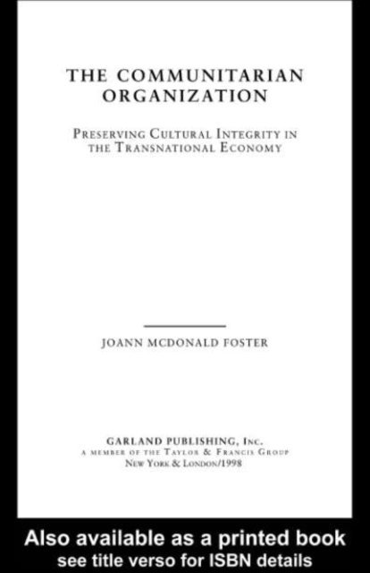 JoAnn Macdonald Foster - Communitarian Organization, E-bok