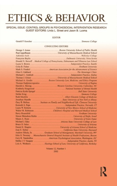 Jason B. Luoma, Linda L. Street - Control Groups in Psychosocial intervention Research, E-bok