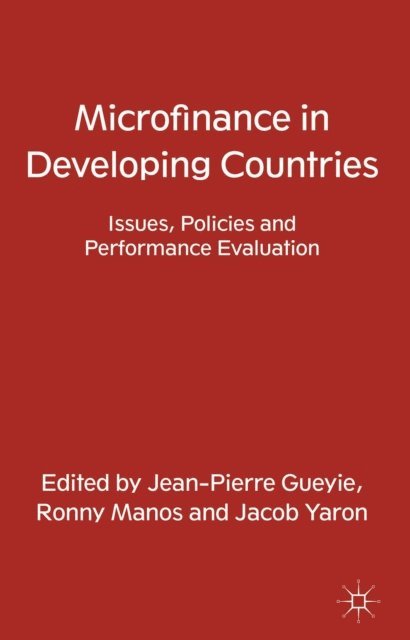 J. Yaron, R. Manos, J. Gueyie - Microfinance in Developing Countries, E-bok. Tillgänglighet: Lägg i varukorg