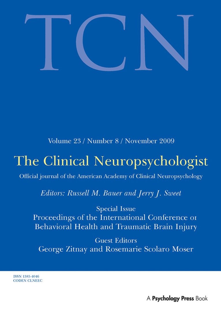 George Zitnay, Rosemarie Scolaro Moser - Proceedings of the International Conference on Behavioral Health and Traumatic Brain Injury, Inbunden