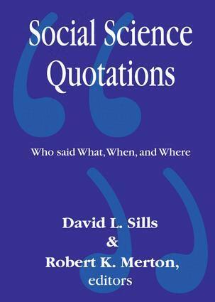 Robert Merton - Social Science Quotations, Inbunden. Tillgänglighet: Lägg i varukorg