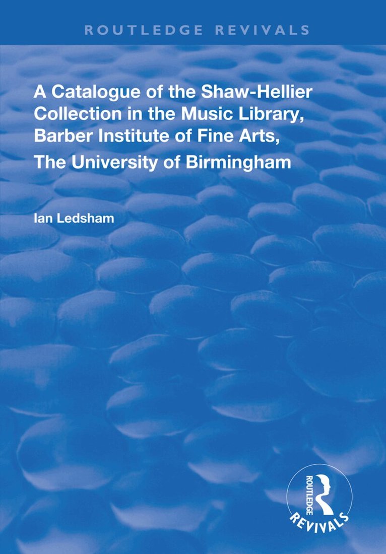 Ian Ledsham - Catalogue of the Shaw-Hellier Collection, Häftad. Tillgänglighet: Lägg i varukorg