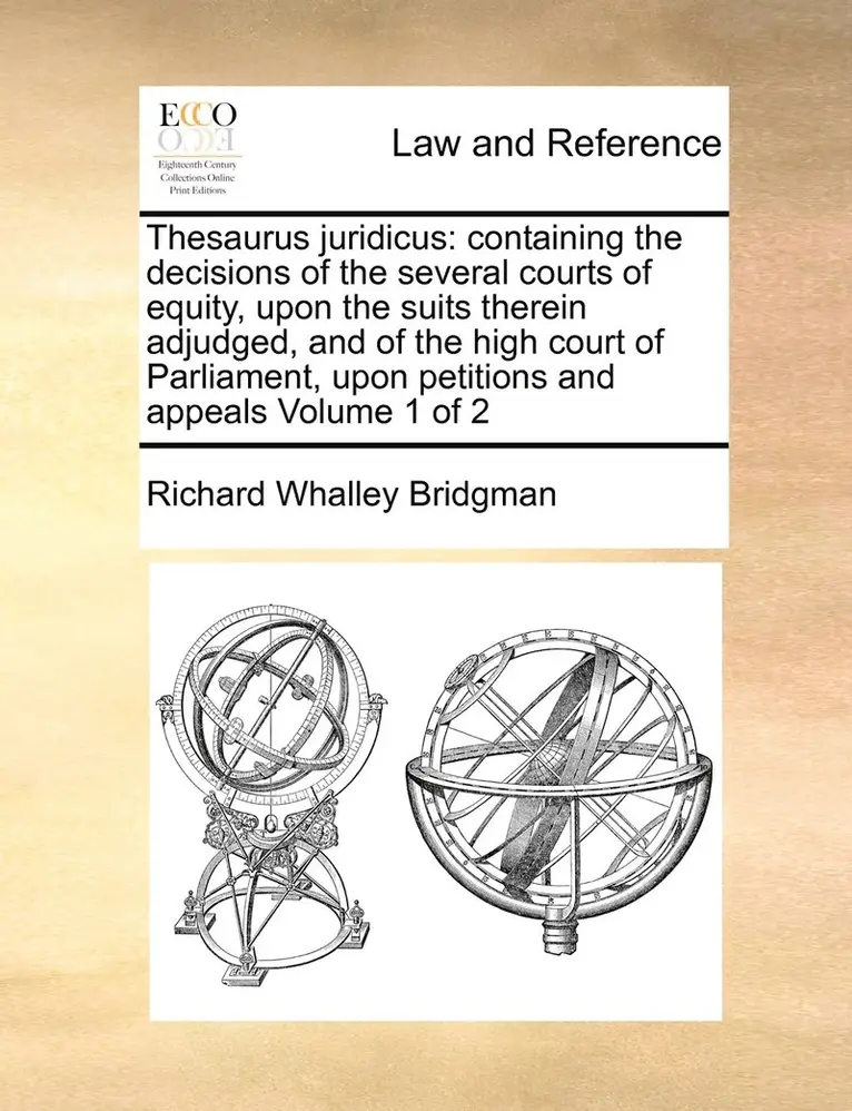 Richard Whalley Bridgman - Thesaurus juridicus, Häftad. Tillgänglighet: Lägg i varukorg
