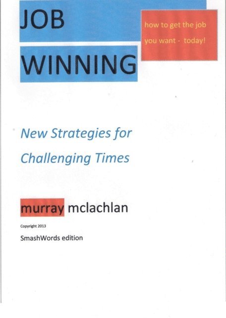 Murray McLachlan - Job Winning- New Strategies for challenging times, E-bok