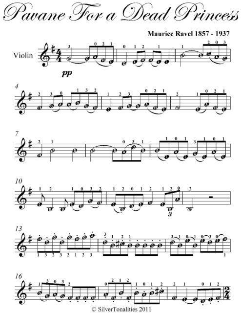 Maurice Ravel - Pavane for a Dead Princess Easy Violin Sheet Music, E-bok