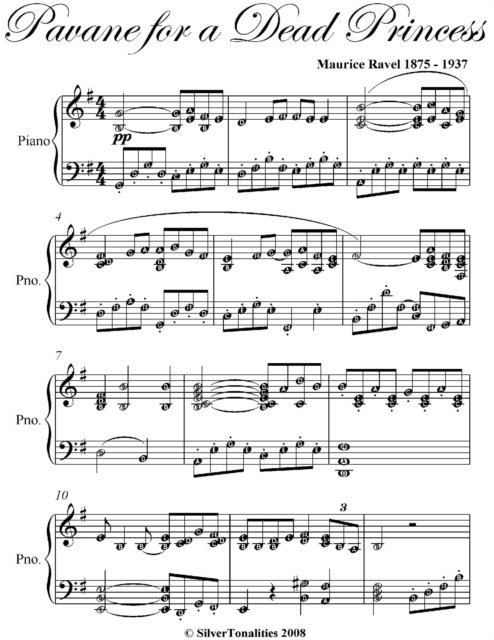 Maurice Ravel - Pavane for a Dead Princess Easy Intermediate Piano Sheet Music, E-bok