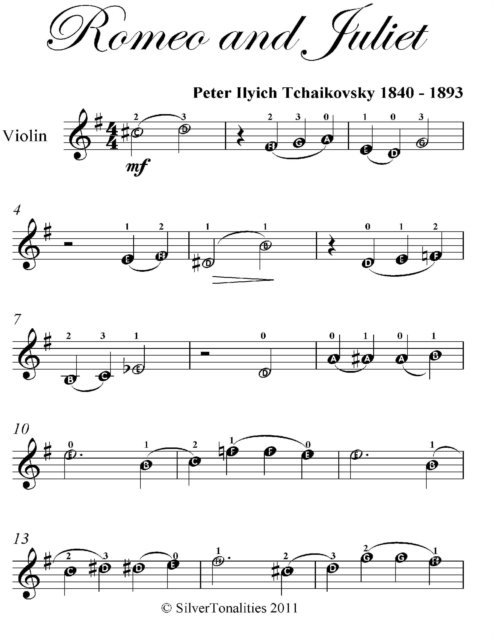 SilverTonalities, Peter Ilyich Tchaikovsky - Romeo and Juliet Easy Violin Sheet Music, E-bok