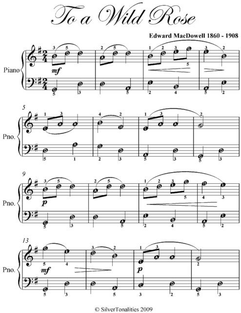 SilverTonalities, Edvard MacDowell - To a Wild Rose Easy Piano Sheet Music, E-bok