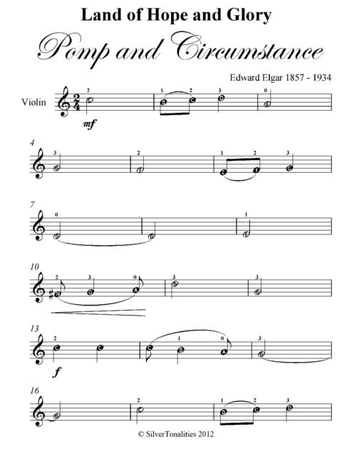 Edward Elgar - Land of Hope and Glory Pomp and Circumstance Easy Violin Sheet Music, E-bok