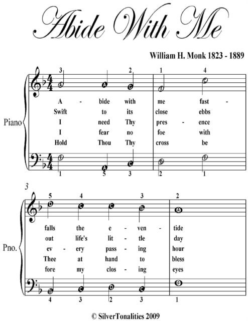 SilverTonalities, William H Monk - Abide With Me Easy Piano Sheet Music, E-bok