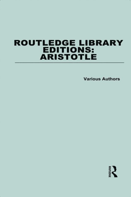 Various - Routledge Library Editions: Aristotle, E-bok