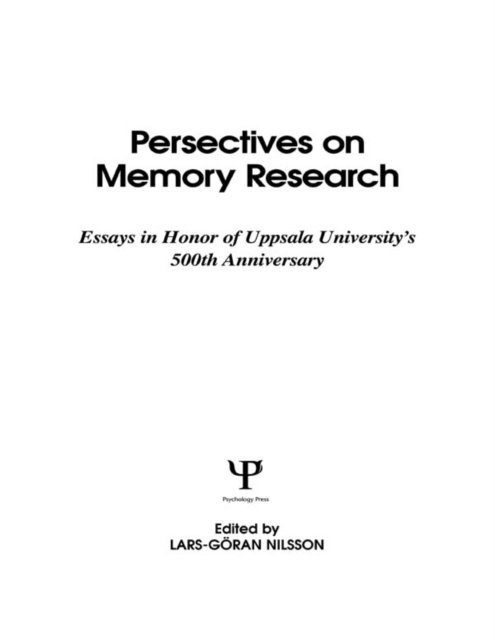 Lars-Goran Nilsson - Perspectives on Memory Research, E-bok