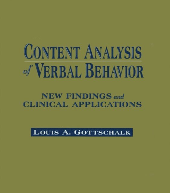 Louis A. Gottschalk - Content Analysis of Verbal Behavior, E-bok