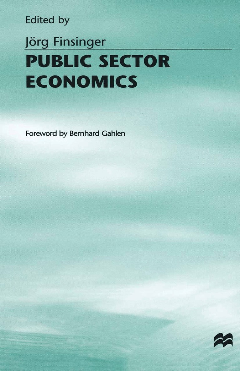 Jörg Finsinger - Public Sector Economics, Häftad