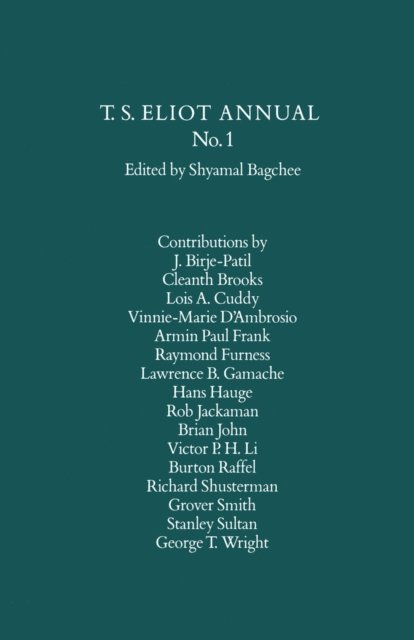 Shyamal Bagchee - T. S. Eliot Annual No. 1, E-bok
