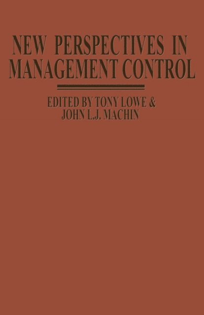 Hojn L Machin, Tony Lowe - New Perspectives In Management Control, E-bok