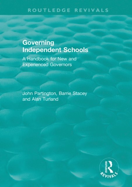 Alan Turland, Barrie Stacey, John Partington - Governing Independent Schools, E-bok. Tillgänglighet: Lägg i varukorg