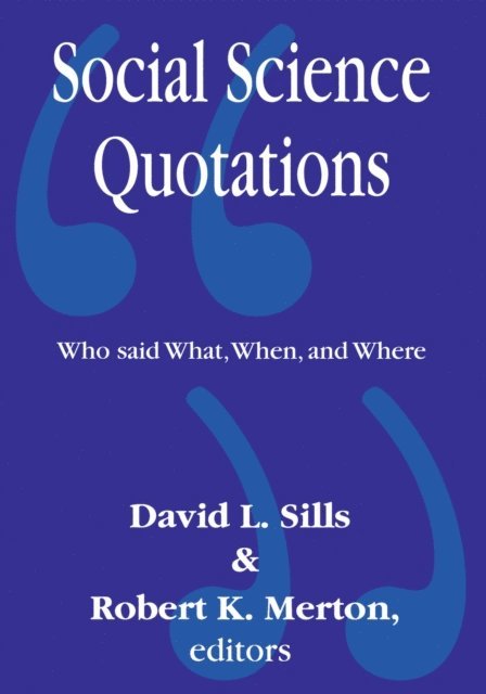 Robert Merton - Social Science Quotations, E-bok. Tillgänglighet: Lägg i varukorg