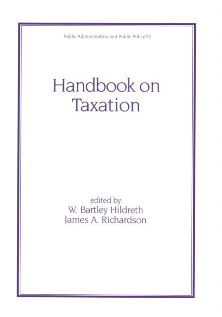 W.Bartley Hildreth - Handbook on Taxation, E-bok